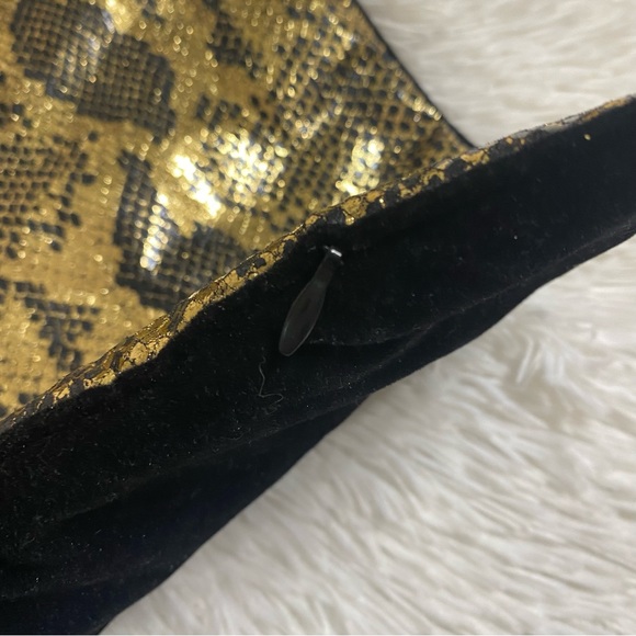 CYNTHIA ROWLEY • Black + Metallic Gold Velvet Snakeskin Decorative Pillow Cover - Picture 8 of 10